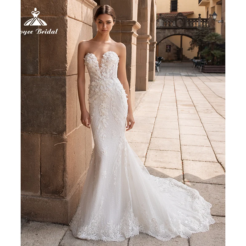Exquisite Boho Sweetheart Sexy Sleeveless Open Back Button Lace Appliques Mermaid Wedding Dress Tulle Bridal Gown Sweep vestidos
Exquisite Boho Sweetheart Sexy Sleeveless Open Back Button Lace Appliques Mermaid Wedding Dress Tulle Bridal Gown Sweep vestidos