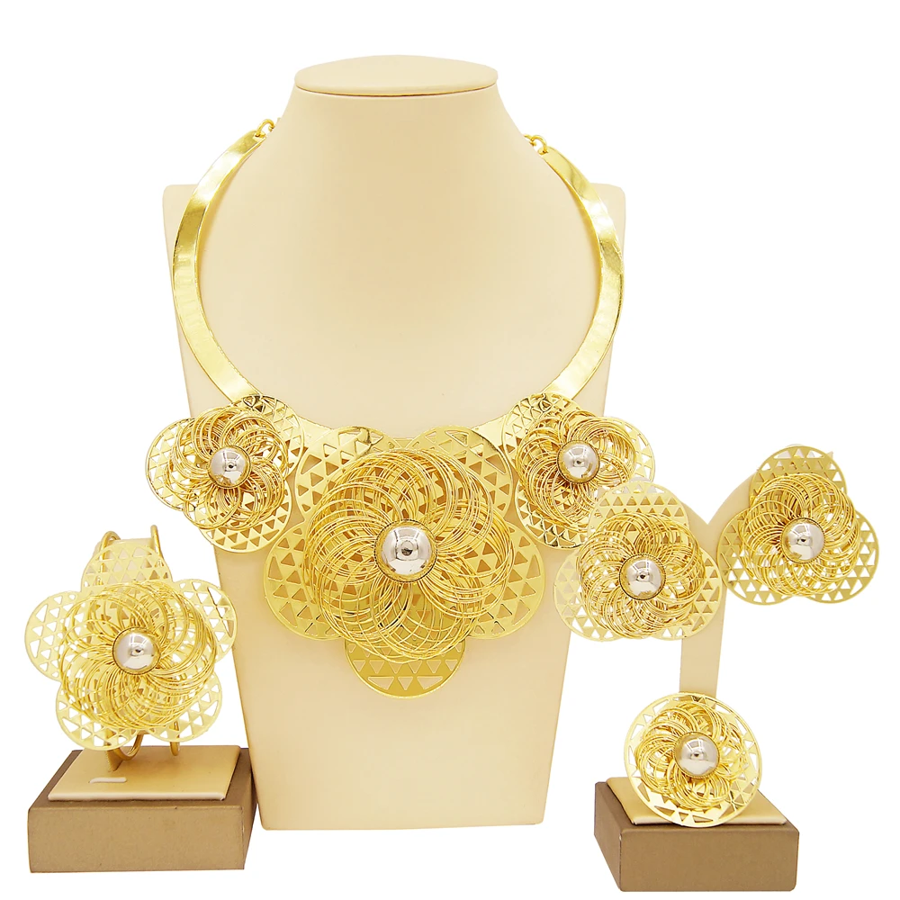 Jewelry Set Women's Collar Pendant Braided Flower Shape Fashion Full Copper Material Plating 24K High Quality Jewelry
Jewelry Set Women's Collar Pendant Braided Flower Shape Fashion Full Copper Material Plating 24K High Quality Jewelry