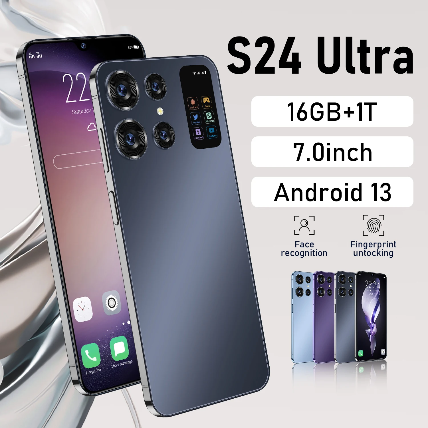 

S24 Ultra Mobile Phones 7.0 HD Screen SmartPhone Original 16G+1T 5G Dual Sim Celulares Android Unlocked 72MP 7000mAh Cell Phone