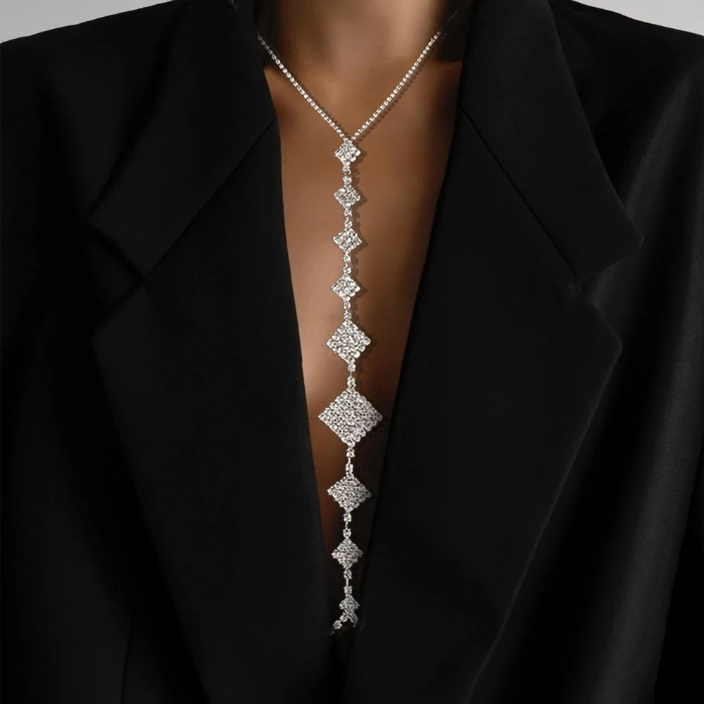 

Sexy Geometry Body Chain Necklace Harness Crystal Chest Jewelry Crossover Rhinestone Belly Waist Bikini Accessories Female Beach