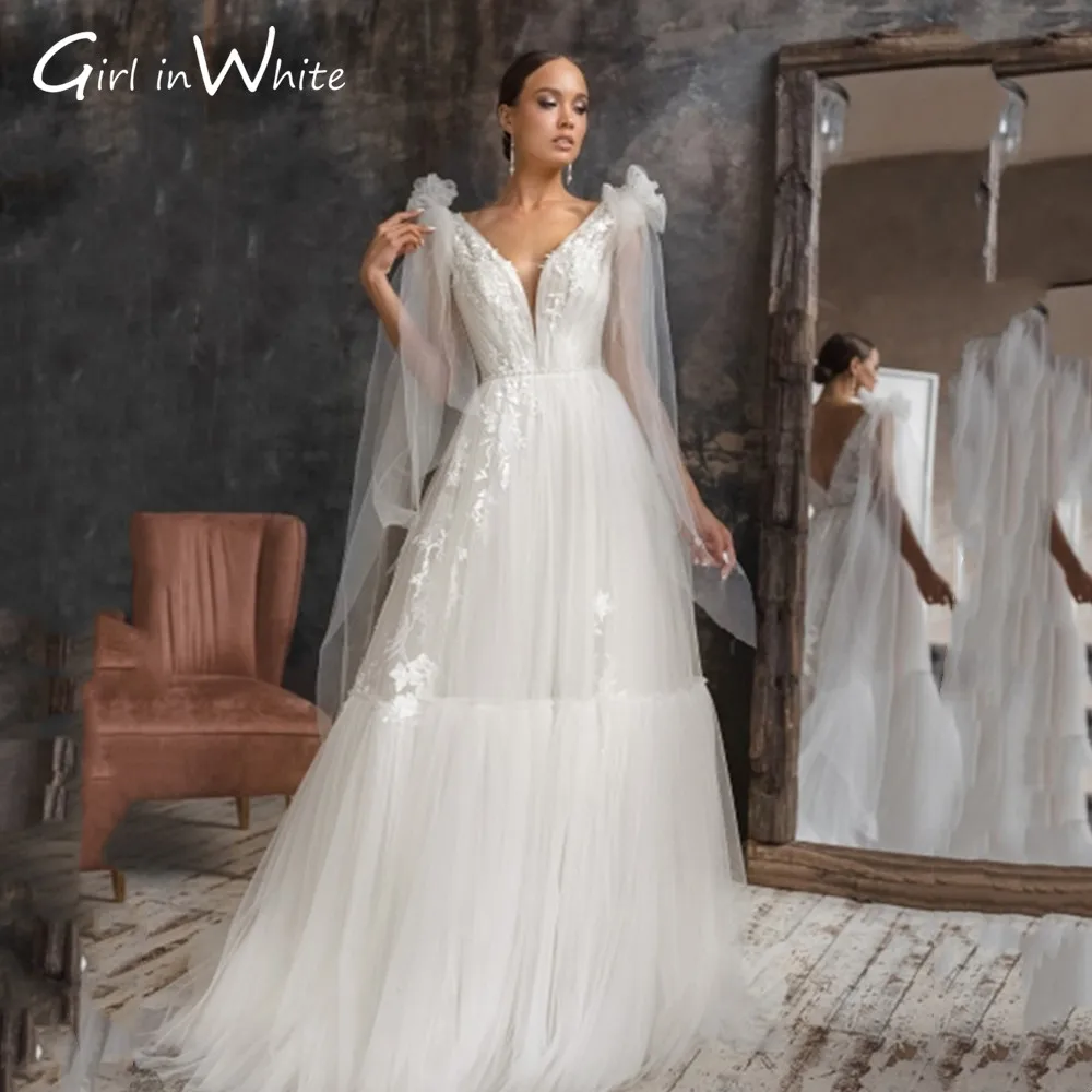 Gorgeous Handmade Wedding Dress Delicate Tulle Bow Wedding Gown Boho V-neck Tulle Sweep Train Bride Dresses Vestidos De Novia
Gorgeous Handmade Wedding Dress Delicate Tulle Bow Wedding Gown Boho V-neck Tulle Sweep Train Bride Dresses Vestidos De Novia