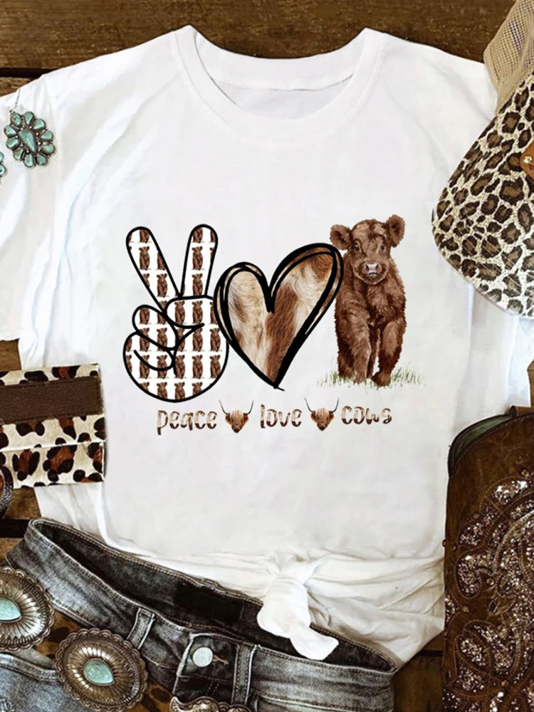 Summer T-Shirt Ladies Fashion Peace Love Cows Heart T-Shirt Tee Short Sleeve Tops Women O-Neck Tee Shirt Femme Camisetas
Summer T-Shirt Ladies Fashion Peace Love Cows Heart T-Shirt Tee Short Sleeve Tops Women O-Neck Tee Shirt Femme Camisetas
