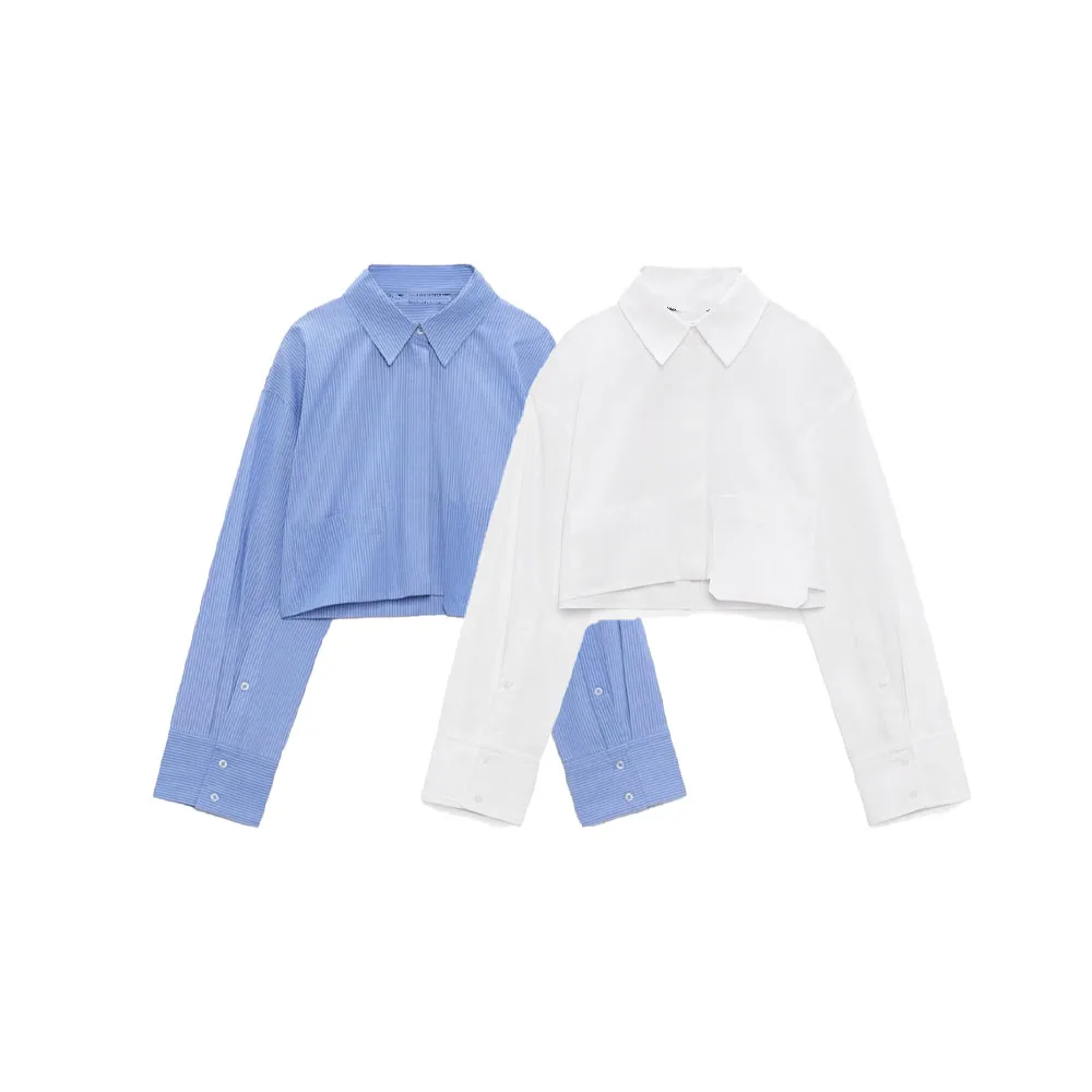 Zach AiIsa spring new simple fashion design sense lapel long-sleeved loose casual short high waist top shirt
Zach AiIsa spring new simple fashion design sense lapel long-sleeved loose casual short high waist top shirt