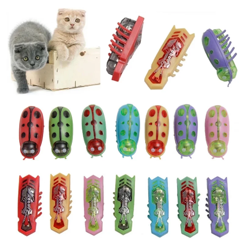 

Pet Interactive Electric Bug Cat Toy Cat Escape Obstacle Automatic Flip Toy Battery Operated Vibration Pet Beetle Playing Toy