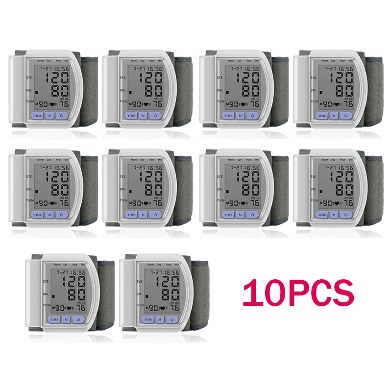 10PCS LCD Display Blood Pressure Monitor Tonometer Tensiometer Automatic Digital Pulsometer Sphygmomanometer Family Diagnostic
10PCS LCD Display Blood Pressure Monitor Tonometer Tensiometer Automatic Digital Pulsometer Sphygmomanometer Family Diagnostic