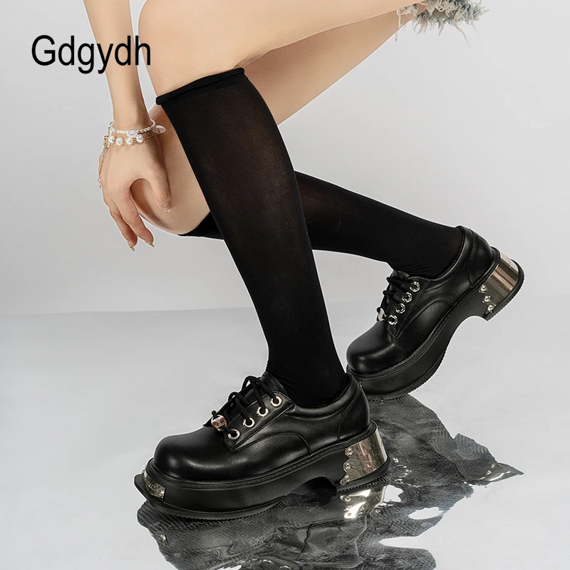 Gdgydh Chunky Lace Up Platform Shoes Wide Width Leather Oxford Shoes On Heels Wild Thick Heel Goth Style Metal Decor Mid Heels
Gdgydh Chunky Lace Up Platform Shoes Wide Width Leather Oxford Shoes On Heels Wild Thick Heel Goth Style Metal Decor Mid Heels