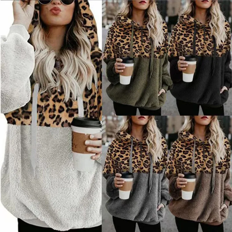 2022 Autumn Winter Leopard Splicing Hoodies Woman Plush Long Sleeve Draw String Sexy Pullover Female Zipper Pocket Ladies Tops
2022 Autumn Winter Leopard Splicing Hoodies Woman Plush Long Sleeve Draw String Sexy Pullover Female Zipper Pocket Ladies Tops