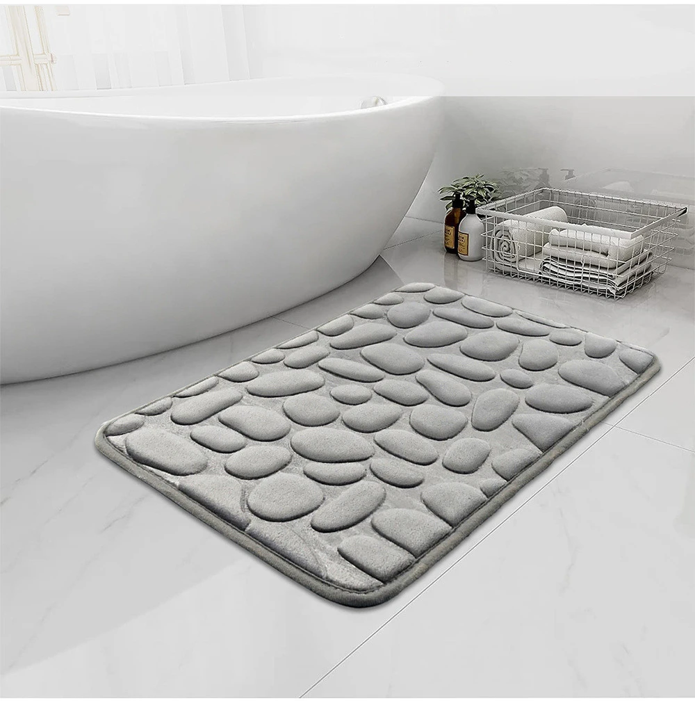 

Rug Non-slip Absorb Bathroom Mat Shower Room Bathtub Side Cobblestone Embossed Carpet Memory Foam Pad Home Decor 40*60/50*80cm