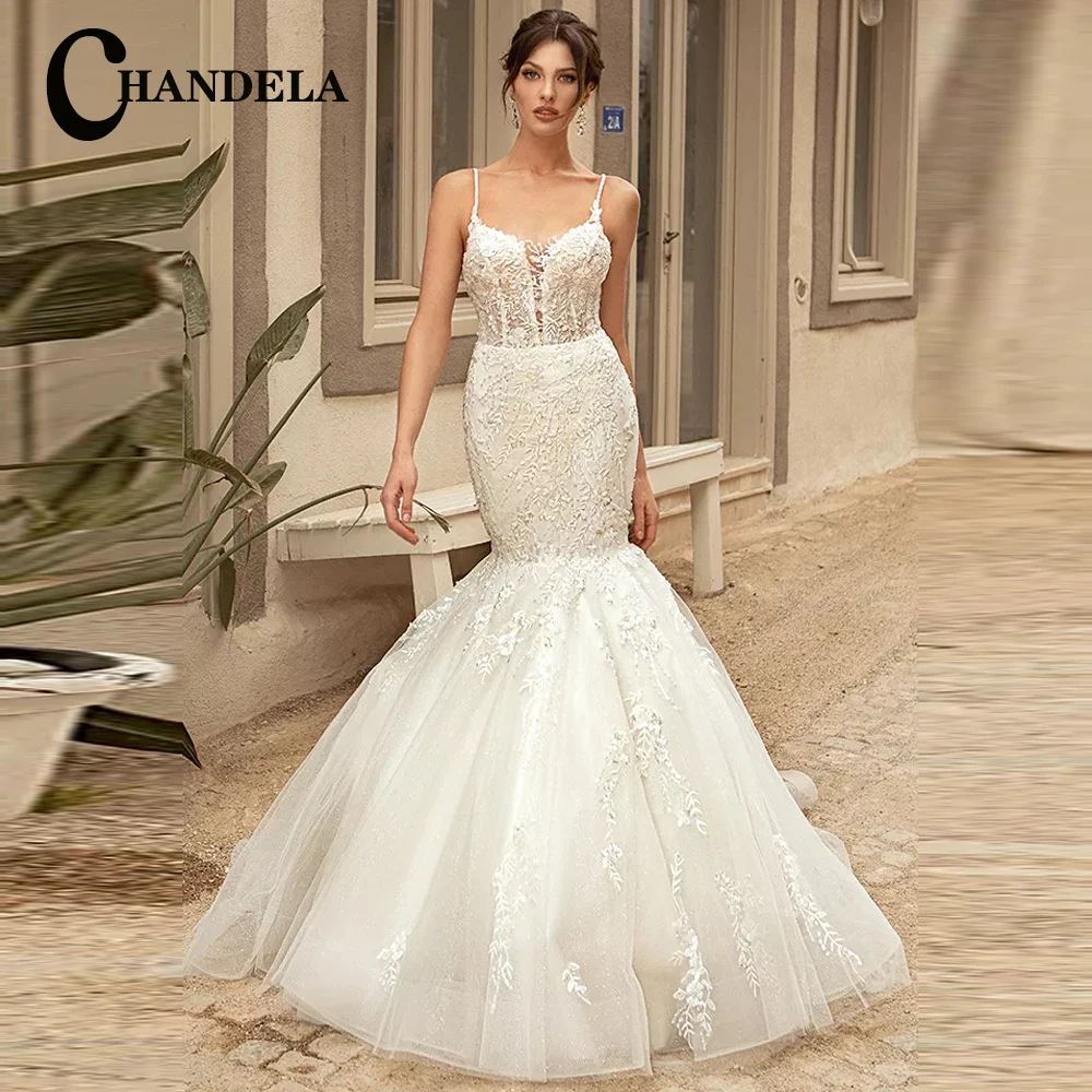 CHANDELA Elegant Mermaid Wedding Dresses Spaghetti Straps Lace Up Appliques Bridal Gown Robe De Mariée For Women Custom Made
CHANDELA Elegant Mermaid Wedding Dresses Spaghetti Straps Lace Up Appliques Bridal Gown Robe De Mariée For Women Custom Made