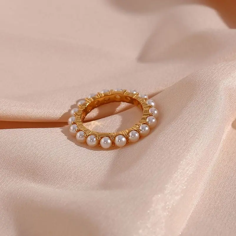 2023 New Elegant Pearl Round Rings For Ladies Fashion Stainless Steel 18K Gold Plated Pearl Ring Wedding Jewelry
2023 New Elegant Pearl Round Rings For Ladies Fashion Stainless Steel 18K Gold Plated Pearl Ring Wedding Jewelry