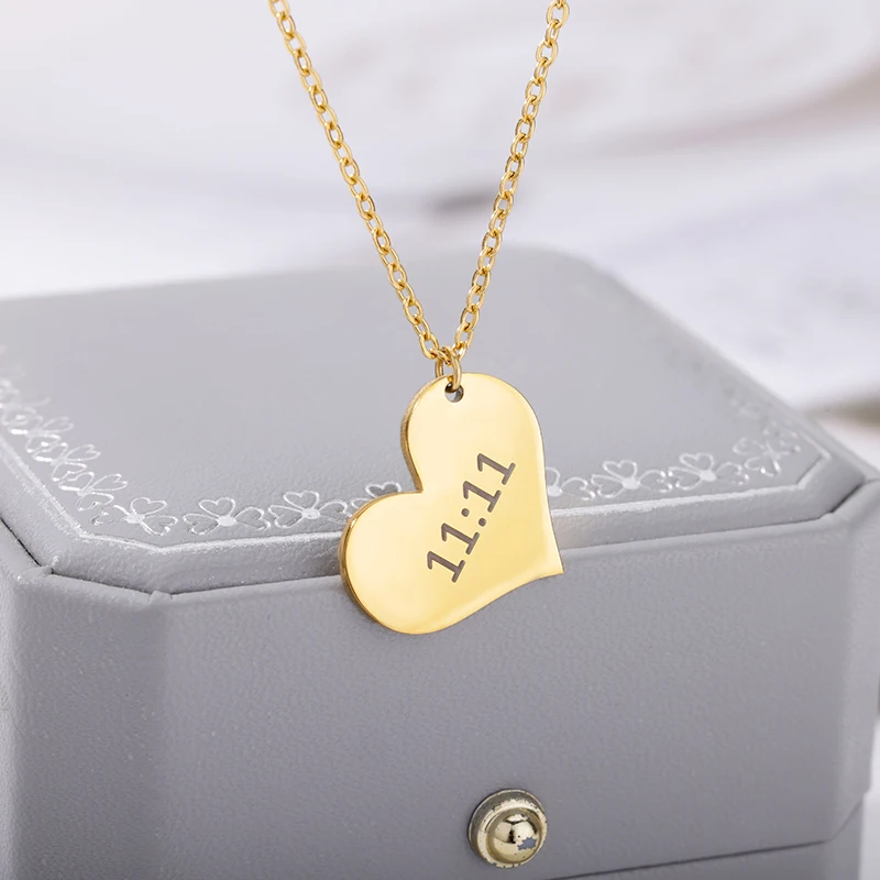 Angel Number 1111 Heart Pendant Necklace For Woman Stainless Geometry Round Choker Lucky Symbol Necklace Birthday Jewelry Gift
Angel Number 1111 Heart Pendant Necklace For Woman Stainless Geometry Round Choker Lucky Symbol Necklace Birthday Jewelry Gift