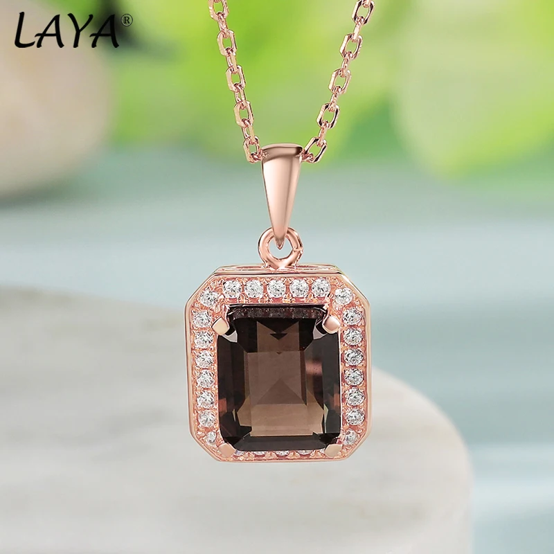 LAYA 100% 925 Sterling Silver Square Brilliant Cut Gemstone Natural Smoky Quartz Pendant Necklace For Women Wedding Fine Jewelry
LAYA 100% 925 Sterling Silver Square Brilliant Cut Gemstone Natural Smoky Quartz Pendant Necklace For Women Wedding Fine Jewelry