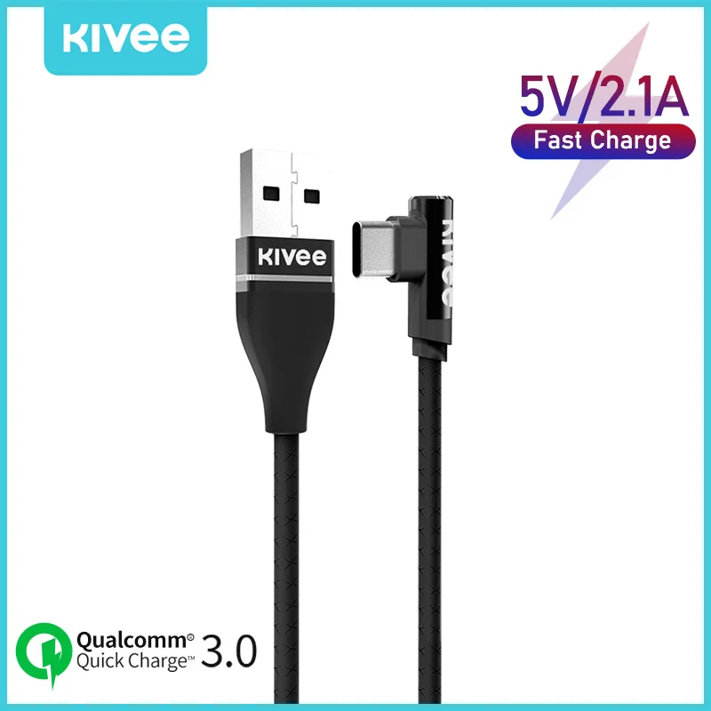 

KIVEE USB TypeC Cable 90 Degree USB Cable For Iphone 1M Mobile Phone Fast Charging Cord Data C Charger Wire For Samsung Xiaomi