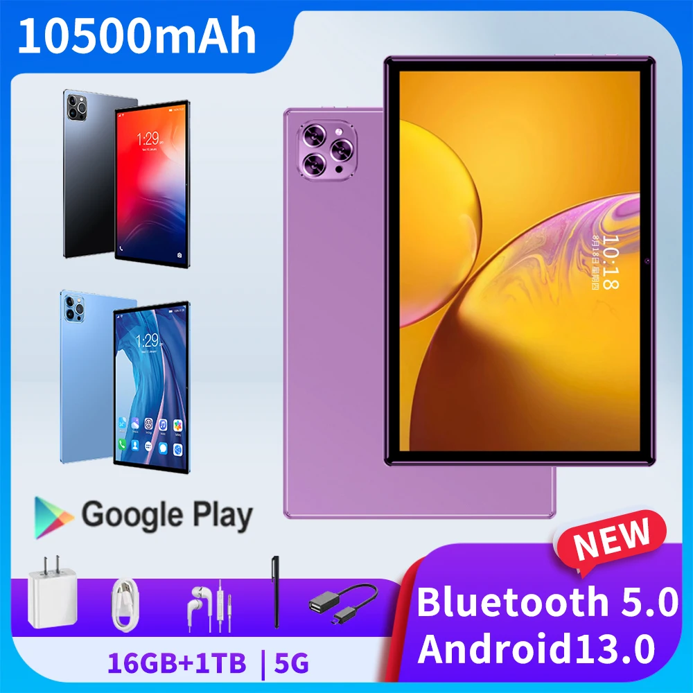 

2023 5G 10,1-дюймовый новый планшетный компьютер Android 16GB 1TB сеть Android 13,0 планшет WiFi Bluetooth