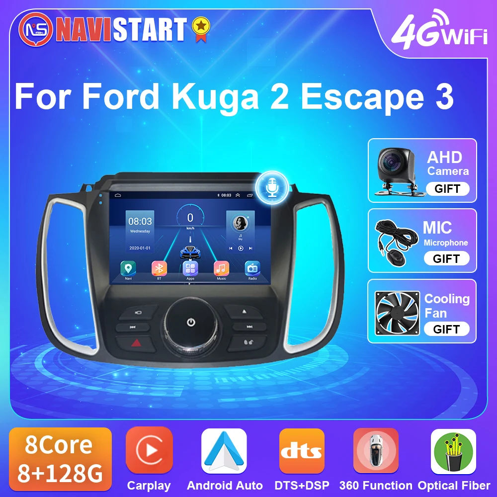 NAVISTART T5 Car Radio For Ford Kuga 2 Escape 3 2012-2019 4G WIFI Carplay Android Auto Android 10 GPS Navigation 2Din DVD Player
NAVISTART T5 Car Radio For Ford Kuga 2 Escape 3 2012-2019 4G WIFI Carplay Android Auto Android 10 GPS Navigation 2Din DVD Player
