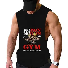 New 100% Cotton Tank Mens Gym Tank Top Mens Top Sports Sleeveless Garment Anime Prints Motifs Graphic Men‘s Gyms Clothing