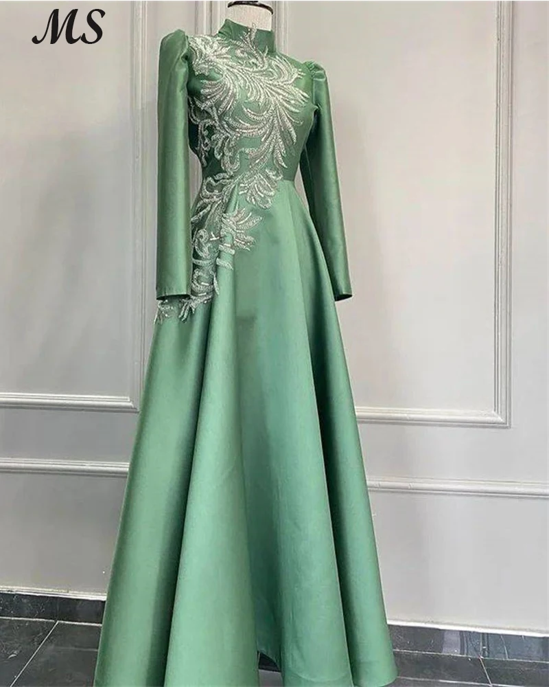 MS Modest A Line Evening Dress Morocco High Nek With Appliques Satin Silk Saudi Arabia Long Prom Gown For Women Muslim Plus Size
MS Modest A Line Evening Dress Morocco High Nek With Appliques Satin Silk Saudi Arabia Long Prom Gown For Women Muslim Plus Size