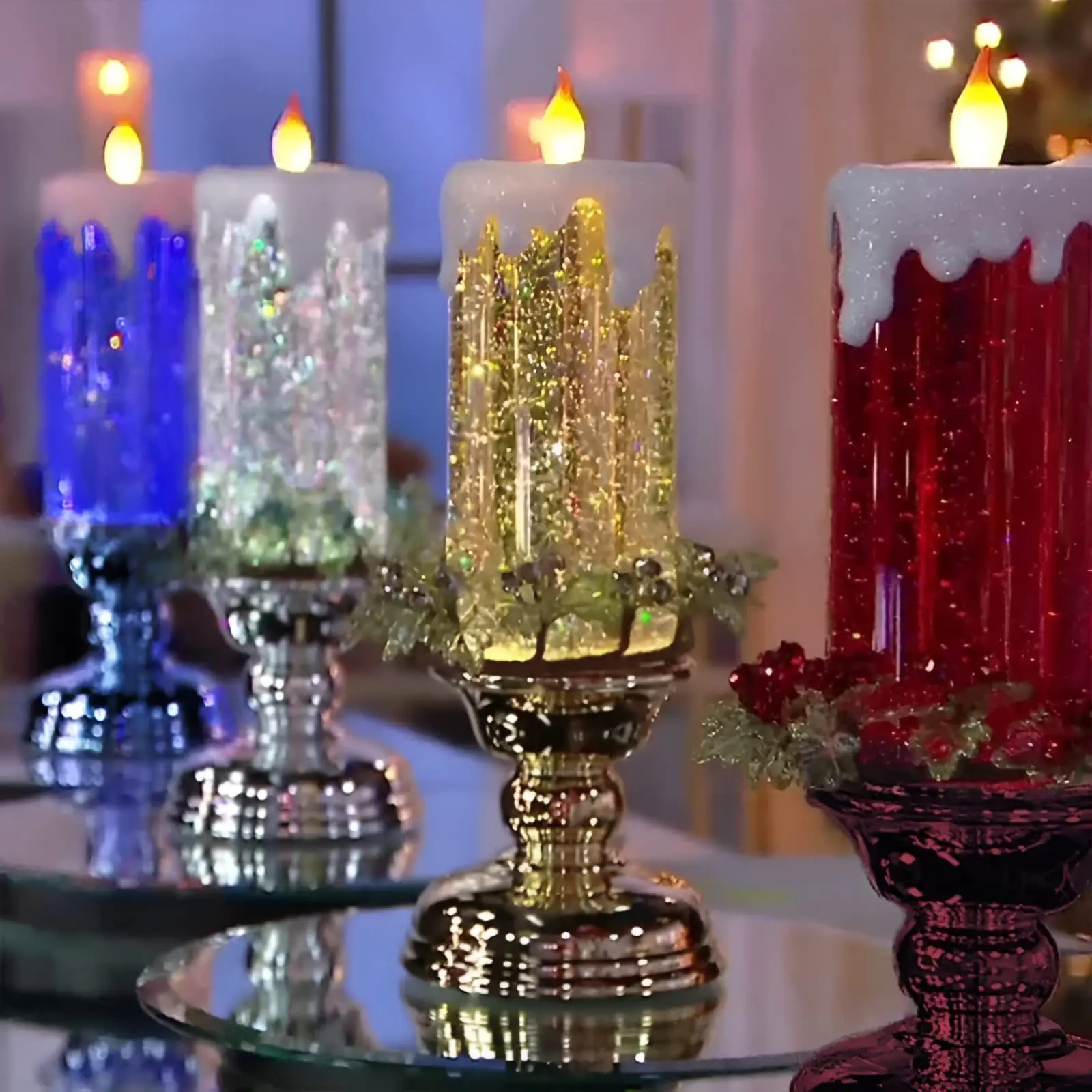 LED Christmas Candles Lighted Lamp Color Changing Glittering Flameless Candle for Xmas Party Birthday Wedding Home Decoration
LED Christmas Candles Lighted Lamp Color Changing Glittering Flameless Candle for Xmas Party Birthday Wedding Home Decoration