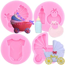 Baby Series Silicone Mold Baby Carriage nipple Fondant Molds Baby Shower Cake Decorating Tools Candy Resin Clay Chocolate Mould