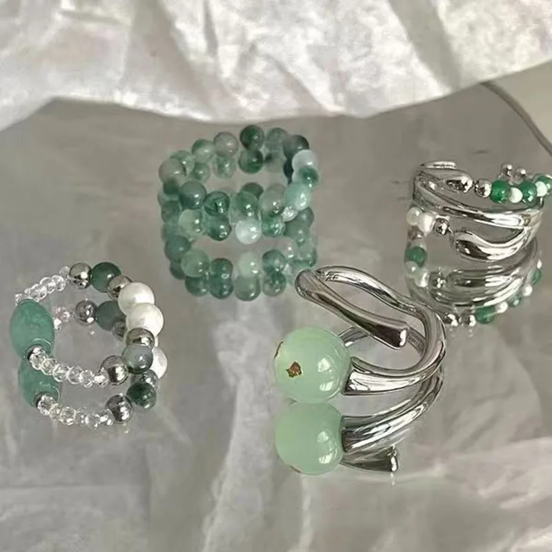Vintage Cute Green Beaded Pearl Finger Rings Jewelry For Women Simple Fashion Geometric Open Silver Color Metal Ring
Vintage Cute Green Beaded Pearl Finger Rings Jewelry For Women Simple Fashion Geometric Open Silver Color Metal Ring