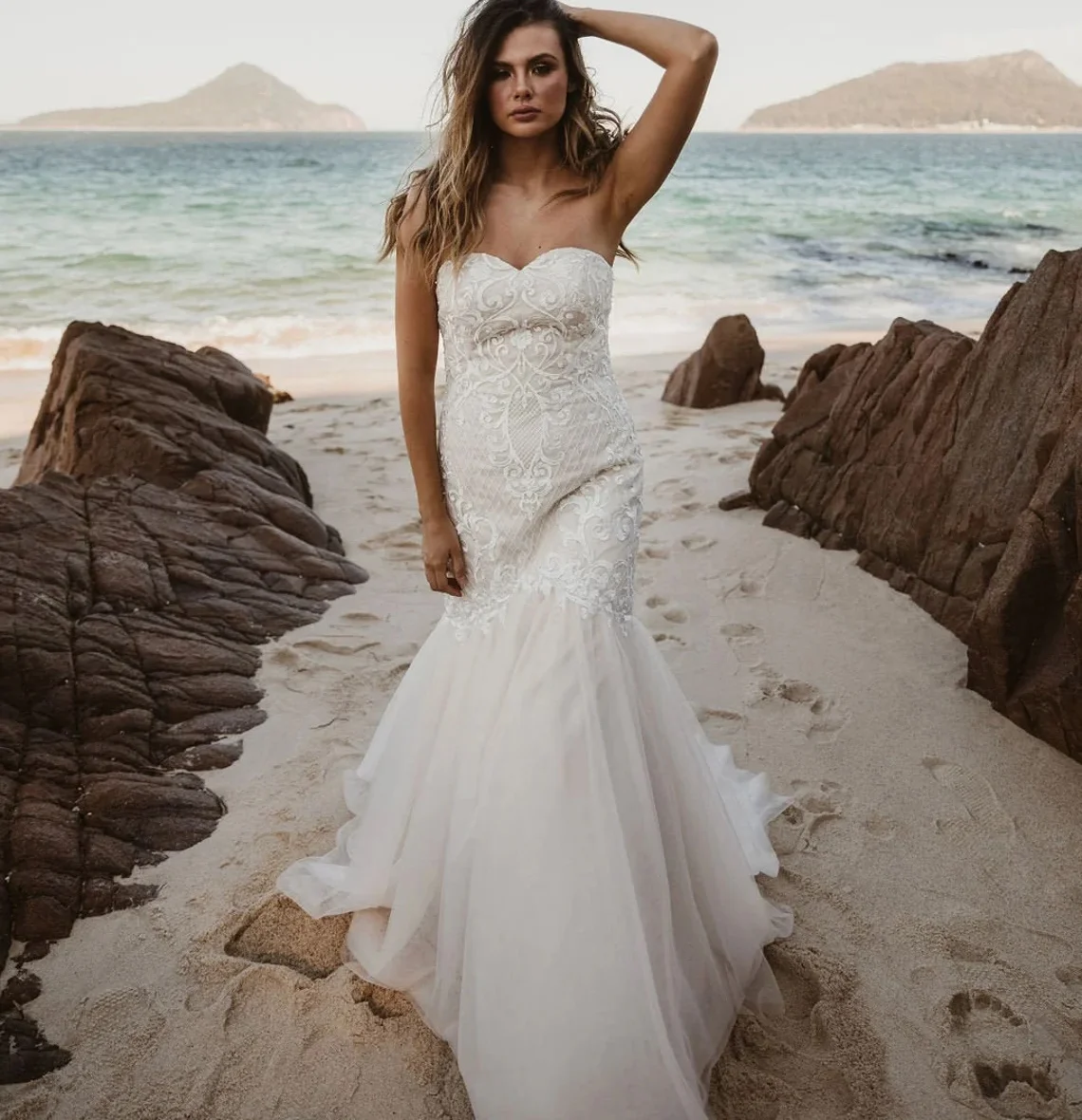 13463#Mermaid Strapless Boho Wedding Dresses Backless Sleeveless Sweep Train Sweetheart Lace Applique Wedding Bridal Gown
13463#Mermaid Strapless Boho Wedding Dresses Backless Sleeveless Sweep Train Sweetheart Lace Applique Wedding Bridal Gown