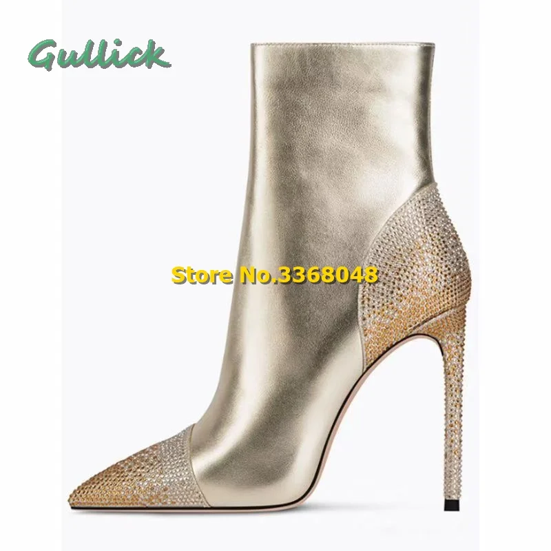 Crystal Pointed Toe Ankle Booties Stiletto High Heel Fashion Women 2022 New Arrivals Slip On Gold Silver Boots Mirror Material
Crystal Pointed Toe Ankle Booties Stiletto High Heel Fashion Women 2022 New Arrivals Slip On Gold Silver Boots Mirror Material