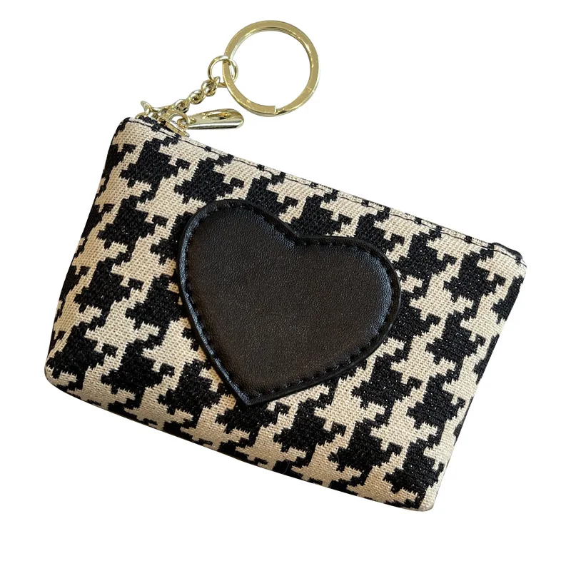 Mini Houndstooth Embroidery Coin Purse Women Genuine Leather Short Wallets With Keychain Heart Pattern Female Card Holders Bags
Mini Houndstooth Embroidery Coin Purse Women Genuine Leather Short Wallets With Keychain Heart Pattern Female Card Holders Bags