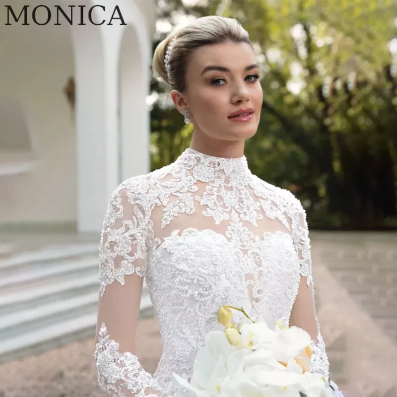 MONICA Exquisite Wedding Dress 2022 High Neck Appliques A-LINE Bride Gown Floor-Length Court Train Vestido De Novia Custom Made
MONICA Exquisite Wedding Dress 2022 High Neck Appliques A-LINE Bride Gown Floor-Length Court Train Vestido De Novia Custom Made
