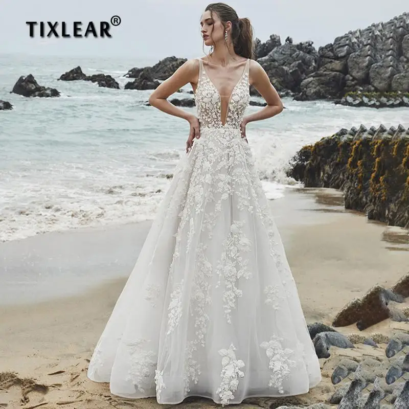 YEEH Sexy Beach Lace Wedding Dress Elegant Spaghetti Straps V-Neck Bridal Gown Tulle Backless Lace Appliques Vestido De Novia
YEEH Sexy Beach Lace Wedding Dress Elegant Spaghetti Straps V-Neck Bridal Gown Tulle Backless Lace Appliques Vestido De Novia