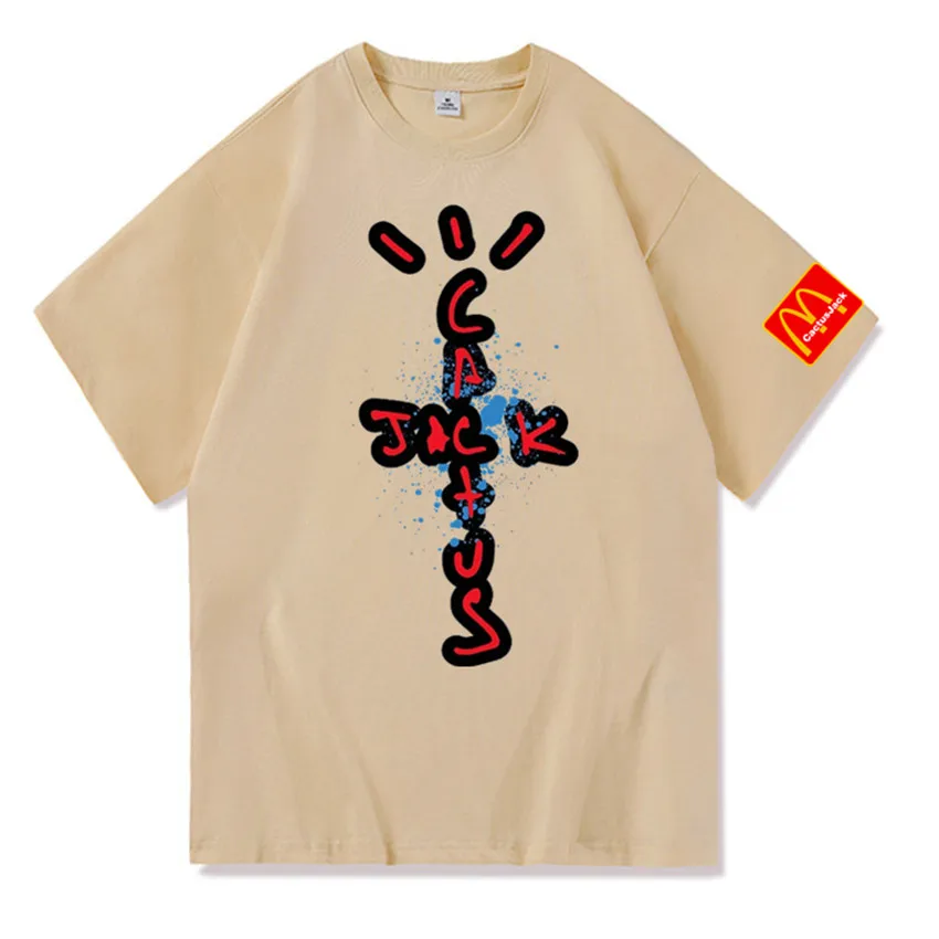Rapper Travis Scott Cactus Jack Rainbow Alphabet Print Male T-Shirt Hip Hop Quality Cotton Short Sleeve Men Women Oversized Tops
Rapper Travis Scott Cactus Jack Rainbow Alphabet Print Male T-Shirt Hip Hop Quality Cotton Short Sleeve Men Women Oversized Tops