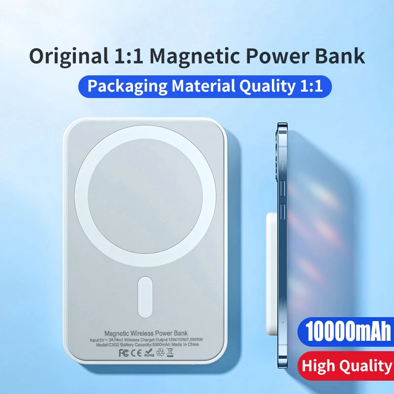 10000mAh Original 1:1 Magsafe Power Bank Magnetic Powerbank Wireless Charger External Spare Battery For iphone 12 13 14 Max Mini
10000mAh Original 1:1 Magsafe Power Bank Magnetic Powerbank Wireless Charger External Spare Battery For iphone 12 13 14 Max Mini
