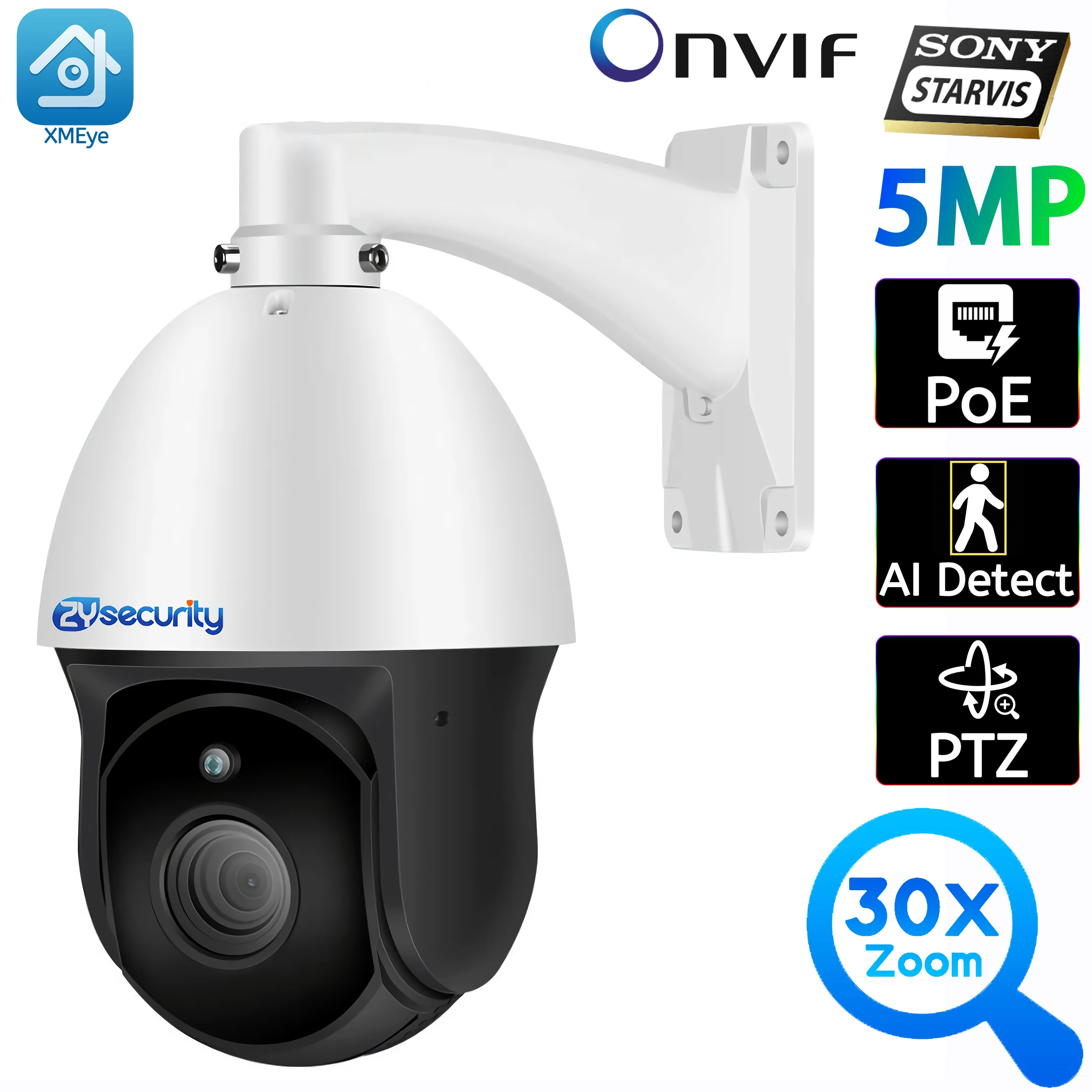 5MP 30X Zoom PoE IP Camera PTZ Outdoor Sony Chip 80MT IR Night H.265 Onvif Speed Dome Camera CCTV Network Video Surveillance
5MP 30X Zoom PoE IP Camera PTZ Outdoor Sony Chip 80MT IR Night H.265 Onvif Speed Dome Camera CCTV Network Video Surveillance