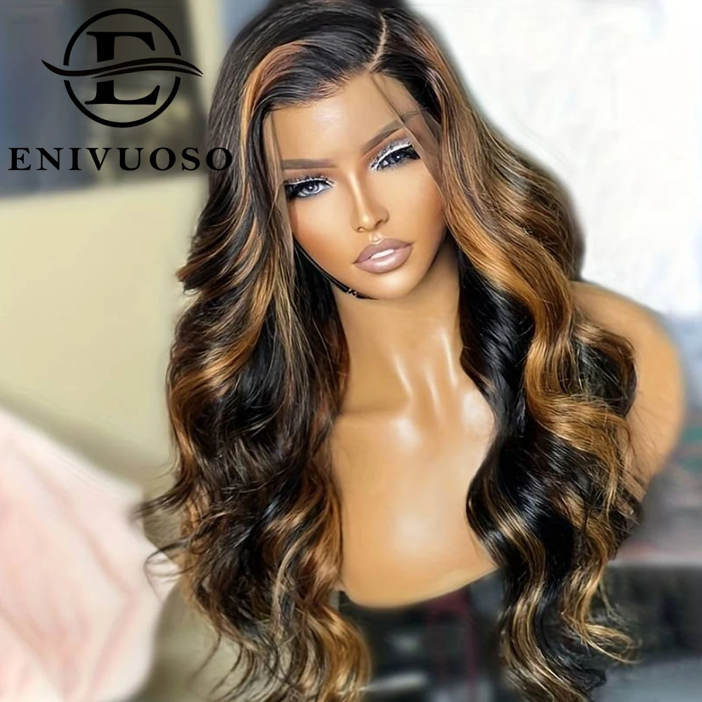 

Highlight Ombre Blonde Lace Frontal Wig 4H27 Black Brown 13x4 Body Wave Glueless Synthetic Lace Wigs Pre Plucked With Baby Hair