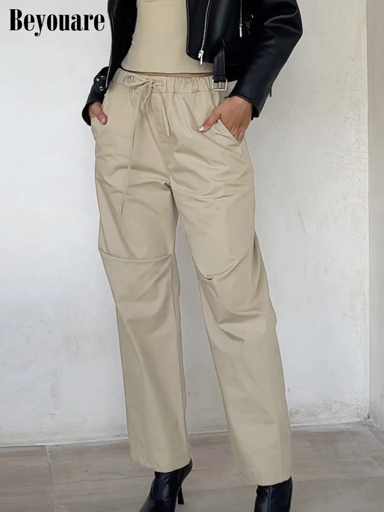Beyouare Casual Basic Cargo Pant Women Joggers Baggy Wide Leg Pants High Street Trousers Elastic Waist Drawstring Sweatpants2022
Beyouare Casual Basic Cargo Pant Women Joggers Baggy Wide Leg Pants High Street Trousers Elastic Waist Drawstring Sweatpants2022
