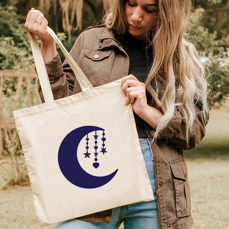 Shopper Shoulder Bags Cotton Cloth Bag Female Girl Tote Bags Eco Reusable Moon Hanging Stars Shopping Bag For Outdoor
Shopper Shoulder Bags Cotton Cloth Bag Female Girl Tote Bags Eco Reusable Moon Hanging Stars Shopping Bag For Outdoor