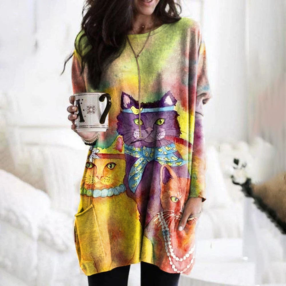 Women New Fashion Cat Painted Print Pocket Long Hoodies Femmes Gift T-Shirt Long Sleeve Shirt Female Spring Autumn Sweatshirts
Women New Fashion Cat Painted Print Pocket Long Hoodies Femmes Gift T-Shirt Long Sleeve Shirt Female Spring Autumn Sweatshirts