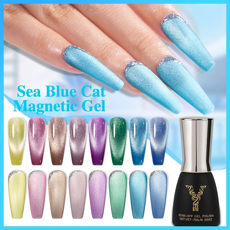 YOKE FELLOW Sea Blue Cat Magnetic Gel 7ml/Glass Bottle Set Nail Polish Semi Permanent Soak Off UV LED Sparkle Effect Gel Varnish
YOKE FELLOW Sea Blue Cat Magnetic Gel 7ml/Glass Bottle Set Nail Polish Semi Permanent Soak Off UV LED Sparkle Effect Gel Varnish