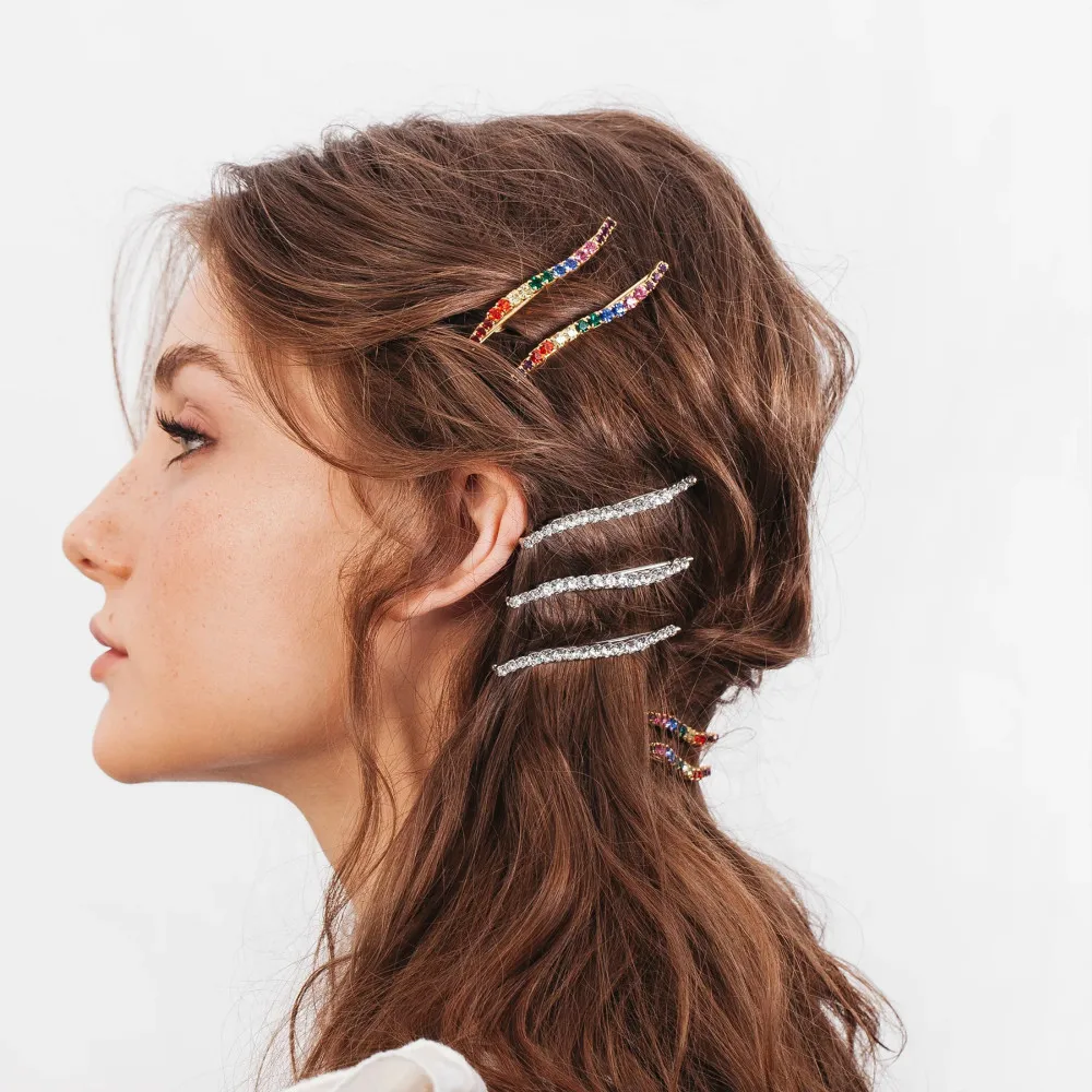 New Rainbow Baguette Hairpin Hair Clip For Women Gilr Colorful Cubic Zirconia Hair Pin Fashion Crystal Hair Accessories Jewelry
New Rainbow Baguette Hairpin Hair Clip For Women Gilr Colorful Cubic Zirconia Hair Pin Fashion Crystal Hair Accessories Jewelry