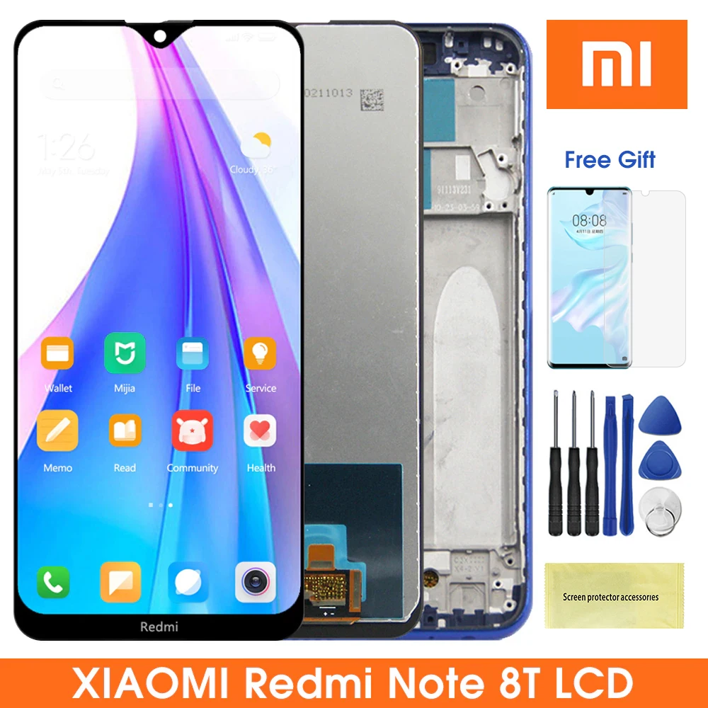 

6.3" Original Screen for Xiaomi Redmi Note 8T M1908C3XG Lcd Display Digital Touch Screen with Frame for Redmi Note 8T Assembly