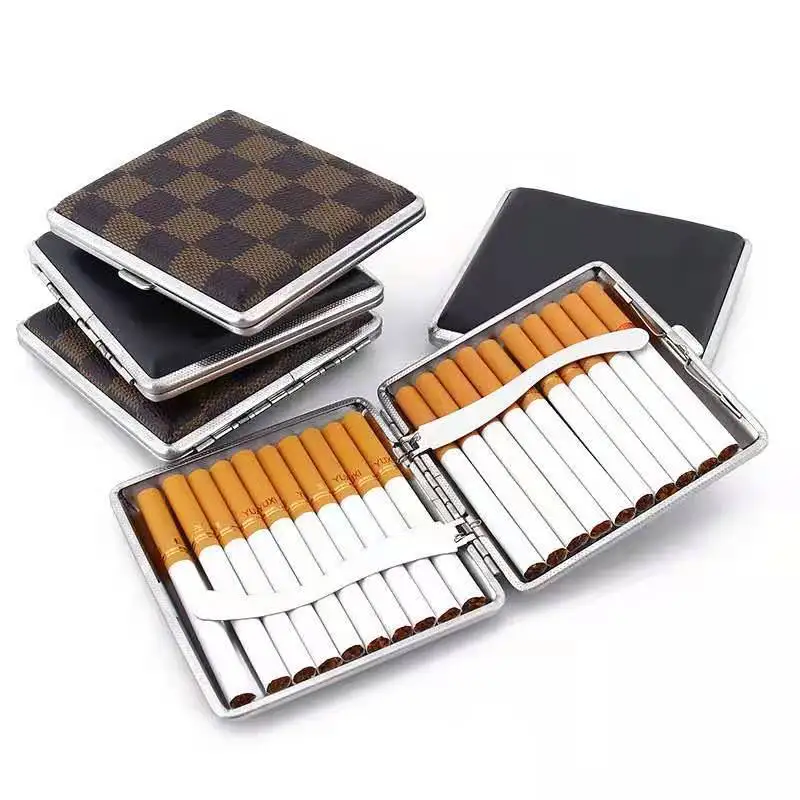 Men's Leather Cigarette Case Metal Cigarette Storage Box Tobacco Holder Smoking Accessories Gift for Smoker
Men's Leather Cigarette Case Metal Cigarette Storage Box Tobacco Holder Smoking Accessories Gift for Smoker