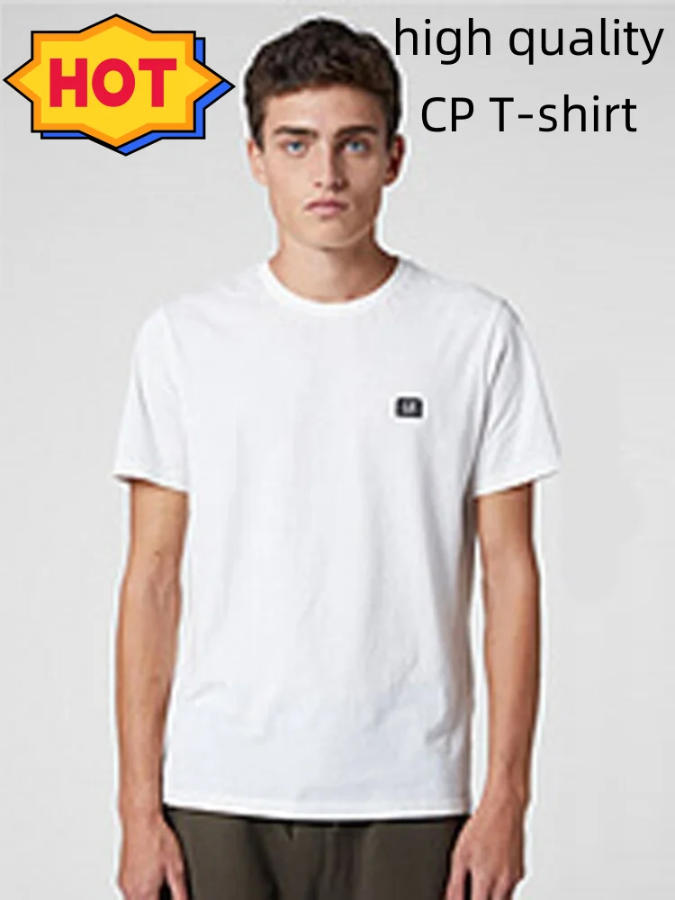

2023 Summer CP Men's T-shirts Pure Cotton Crewneck Short Sleeve T Young Students Simple Loose Half Sleeve Solid Color Tshirt Top