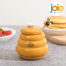 JOIE 150ml Ceramic Beehive Honey Pot Stirring Rod Honey Jar With Lid Honey Sugar Storage Tank Coffee Accessory Kitchen Tool