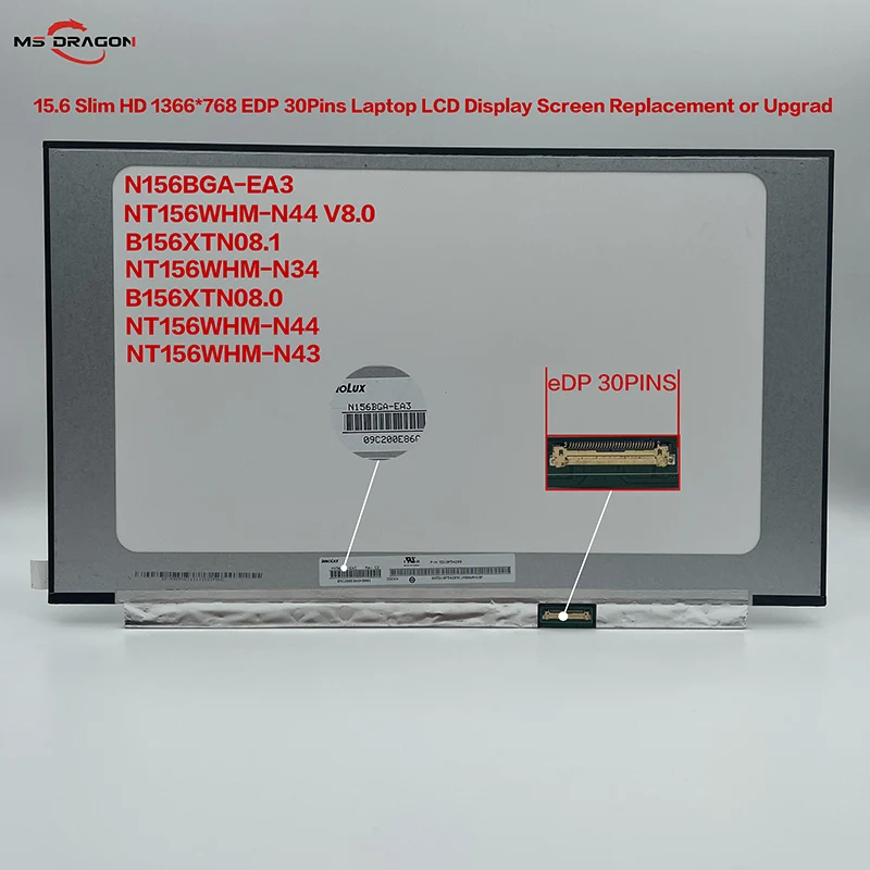 15,6 Тонкий HD 1366*768 EDP 30-контактный ЖК-дисплей для ноутбука, экран соответствует фотографиям V8.0/B156XTN08.1/N156BGA-EA3/B156XTN08.0
15,6 Тонкий HD 1366*768 EDP 30-контактный ЖК-дисплей для ноутбука, экран соответствует фотографиям V8.0/B156XTN08.1/N156BGA-EA3/B156XTN08.0