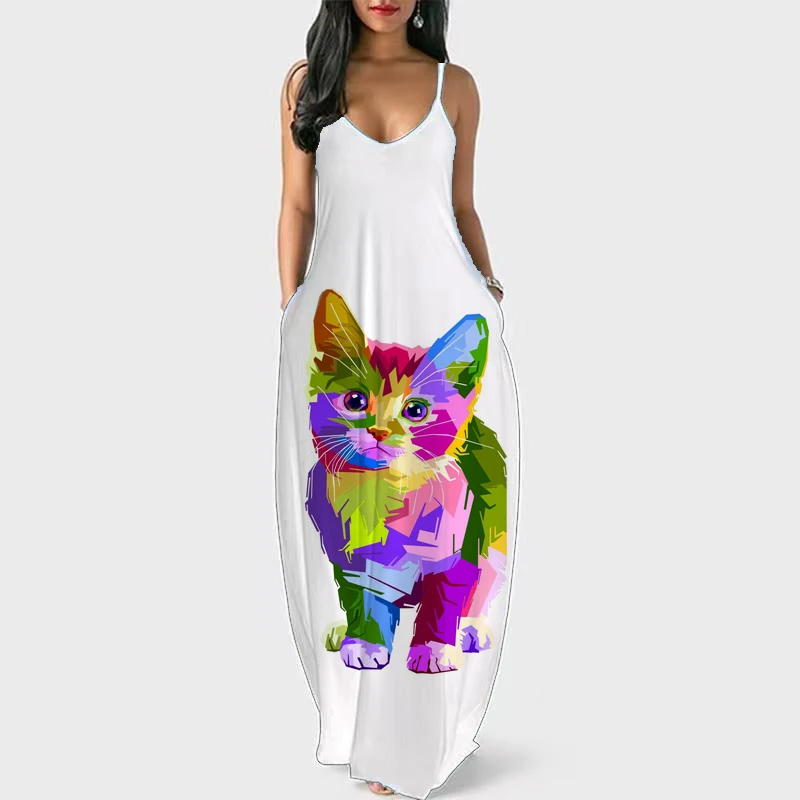 Women's Jumpsuit Summer Sexy Backless Sleeveless Art Cat Print Jumpsuit High Street Skinny Slant Pocket Dress
Women's Jumpsuit Summer Sexy Backless Sleeveless Art Cat Print Jumpsuit High Street Skinny Slant Pocket Dress