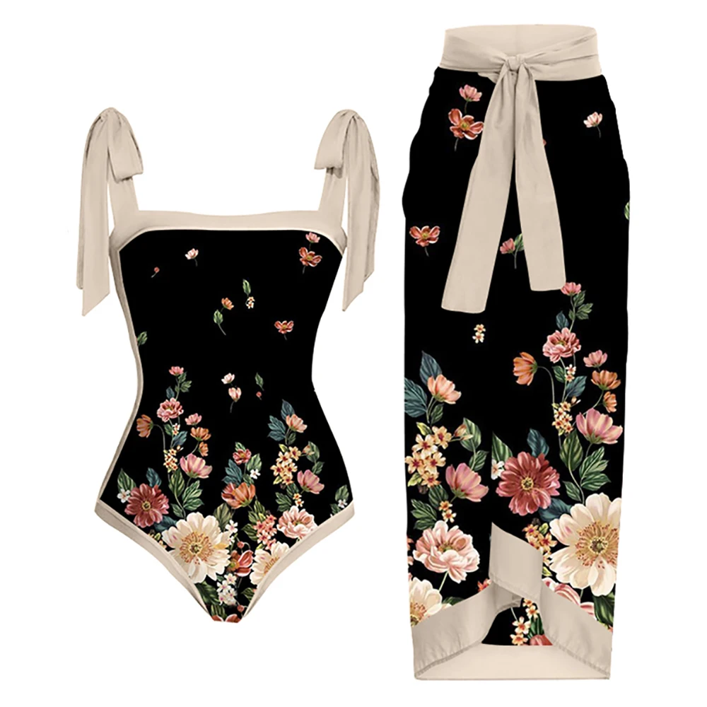 Black and White Gradient Flower Print Bikini One Piece Strap Square Neck Retro Swimsuit Women's Fashion Sexy Backless Beachwear
Black and White Gradient Flower Print Bikini One Piece Strap Square Neck Retro Swimsuit Women's Fashion Sexy Backless Beachwear
