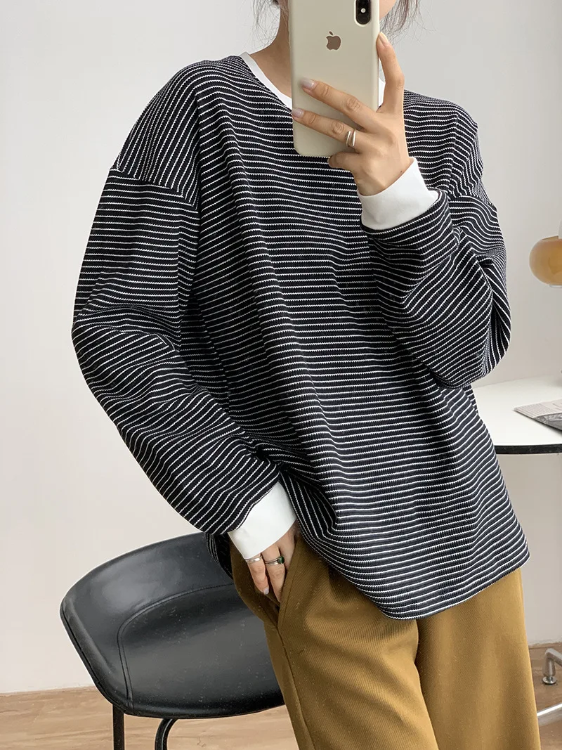 Women's Waffle Stripe Casual T Shirt Long Sleeve Crew Neck Comfortable Loose Cotton Oversize Tee Pullovers Top
Women's Waffle Stripe Casual T Shirt Long Sleeve Crew Neck Comfortable Loose Cotton Oversize Tee Pullovers Top