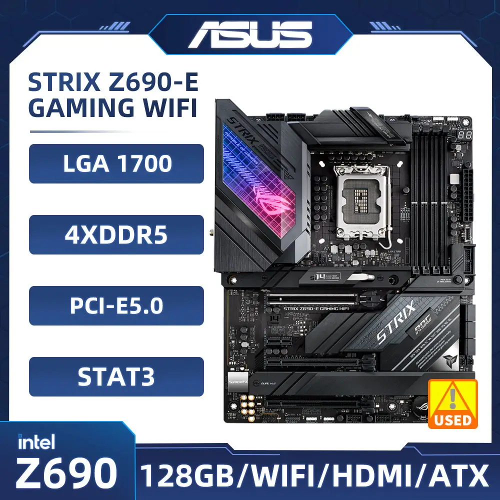 LGA 1700 Motherboard Asus ROG STRIX Z690-E GAMING WIFI Intel Z690 4×DDR5 128GB M.2 PCI-E 5.0 USB3.2 For T112th Gen Core cpu
LGA 1700 Motherboard Asus ROG STRIX Z690-E GAMING WIFI Intel Z690 4×DDR5 128GB M.2 PCI-E 5.0 USB3.2 For T112th Gen Core cpu
