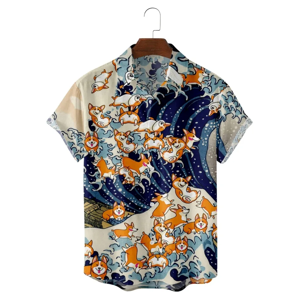 2022 surfing corgi retro print shirt, Hawaii beach fashion casual retro style, summer shirt for men and women
2022 surfing corgi retro print shirt, Hawaii beach fashion casual retro style, summer shirt for men and women