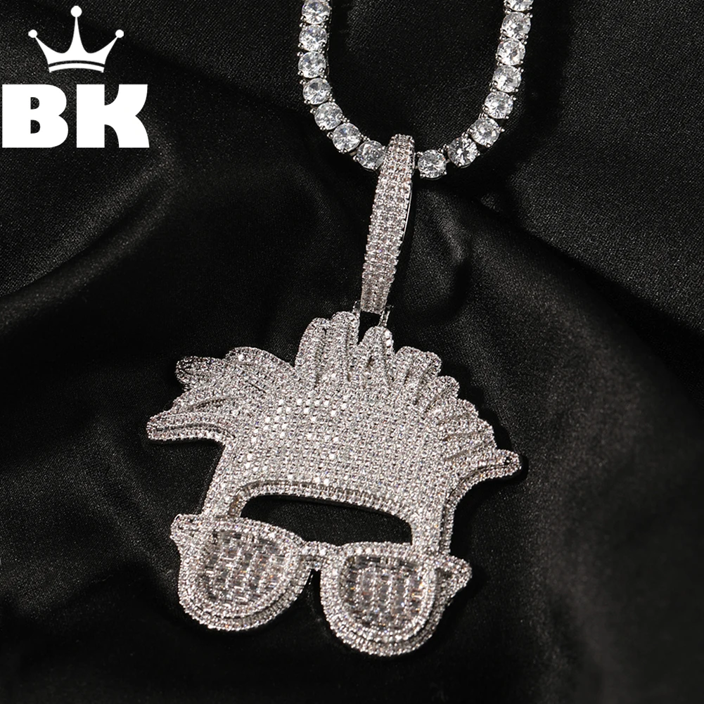 

Ожерелье с подвеской в виде дредов и солнцезащитных очков BLING KING мужское, украшение в стиле панк/хип-хоп с крупной застежкой и кубическим цирконием
