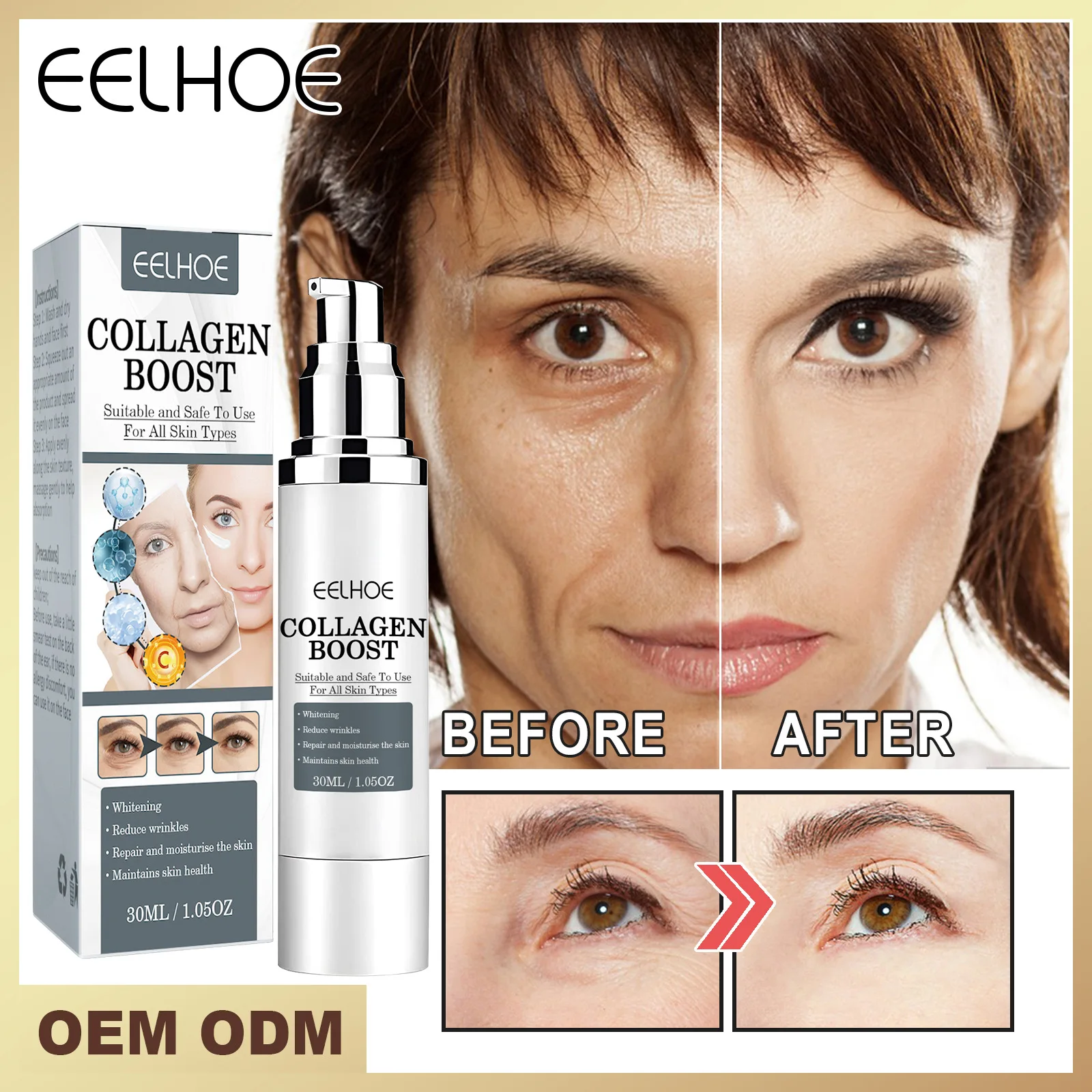 

EELHOE Collagen Anti-Wrinkle Cream Collagen Age-Defying Restructuring Fades Fine Lines Nourishes and Firms Skin